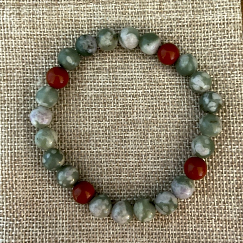 ♥️Red Jasper & Lucky Green Jade Natural Atone Bracelet💚